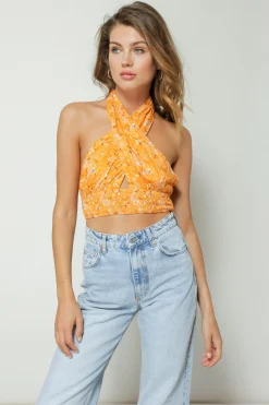 Line & Dot CHRISTY FLORAL PRINT HALTER TOP- Tops