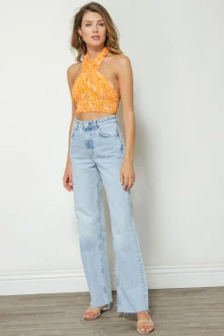 Line & Dot CHRISTY FLORAL PRINT HALTER TOP- Tops