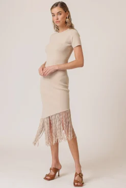 Line & Dot CHRYSTA ASYMMETRICAL FRINGE DRESS- Dresses