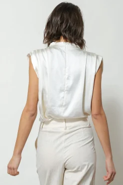 Line & Dot DOLLY SATIN MOCK NECK BLOUSE- Tops