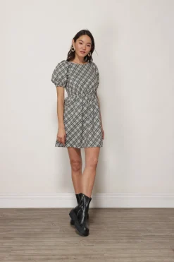 Line & Dot LISA PLAID OPEN BACK DRESS- Dresses