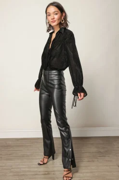 Line & Dot MICHELLE VELVET STRIPED TOP- Tops