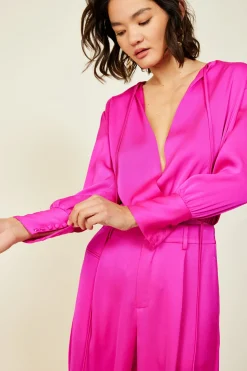 Line & Dot Miki Bodysuit ( Magenta)- Tops