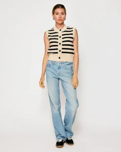 Line & Dot MIRI STRIPED SWEATER VEST- Tops | Resort