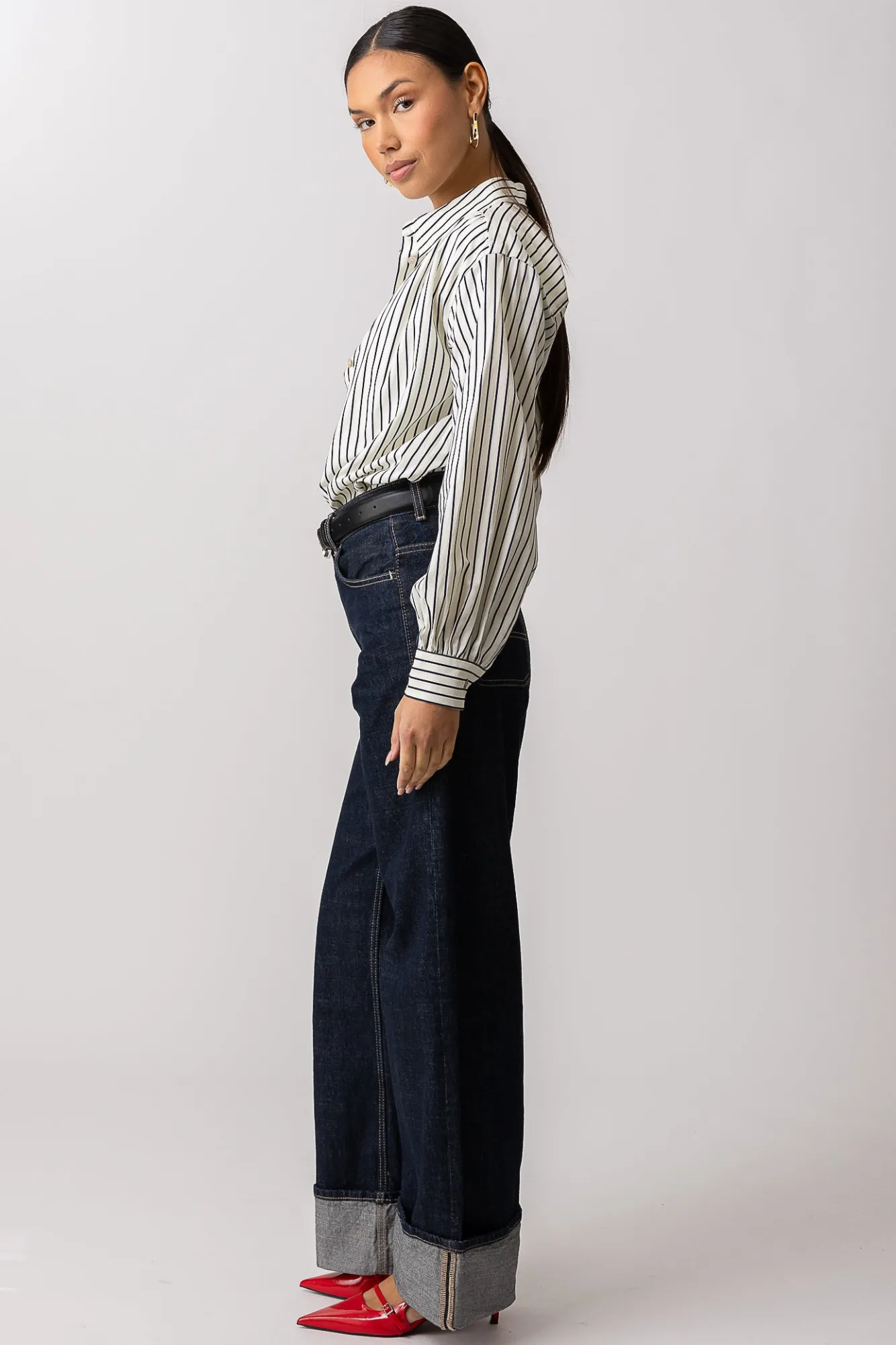 Line & Dot MORSE BUTTON DOWN- Tops