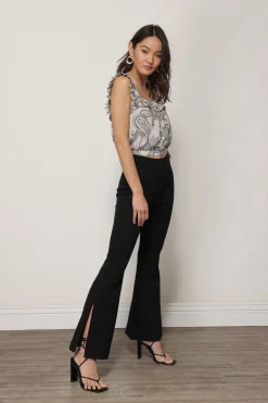 Line & Dot RATHA KNIT PANT WITH SLIT- Bottoms