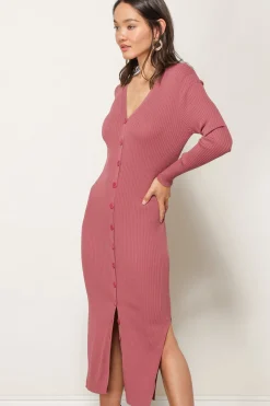 Line & Dot SIMONE BUTTON DOWN SWEATER- Dresses