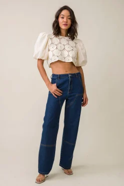 Line & Dot SONDER CROCHET SWEATER- Tops