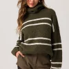 Line & Dot VERONICA SWEATER - OLIVE AND IVORY- Knits